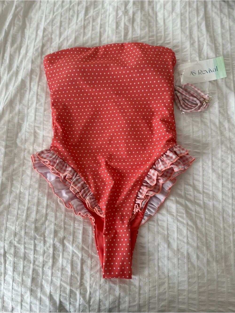Altar’s State As Revival polka dot ruffle onepice swimsuit  size XS
